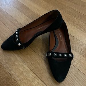 Black silver studded Rebecca minkoff pointed toe flats size 6.5